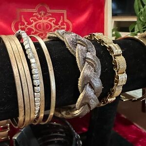 Genuine Leather Bracelet - Reversible, Handcrafted, Braided, Neutral Metallic